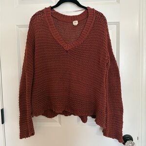 O’Neill V-Neck Open Knit Rust Sweater *FLAWS* | Size S